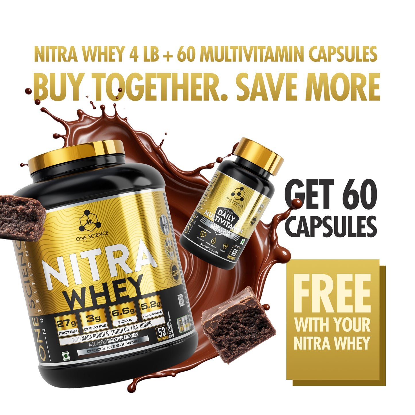 One Science Nutrition(OSN) Nitra Whey 4lbs + Free Multivitamin(60 Capsules)