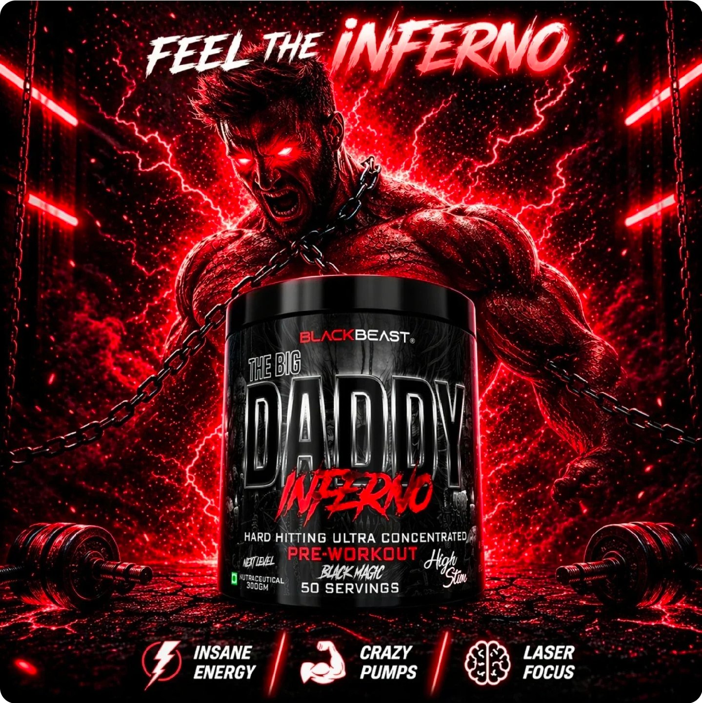 BlackBeast The Big Daddy Inferno Pre-Workout - Black Magic, 50 Servings