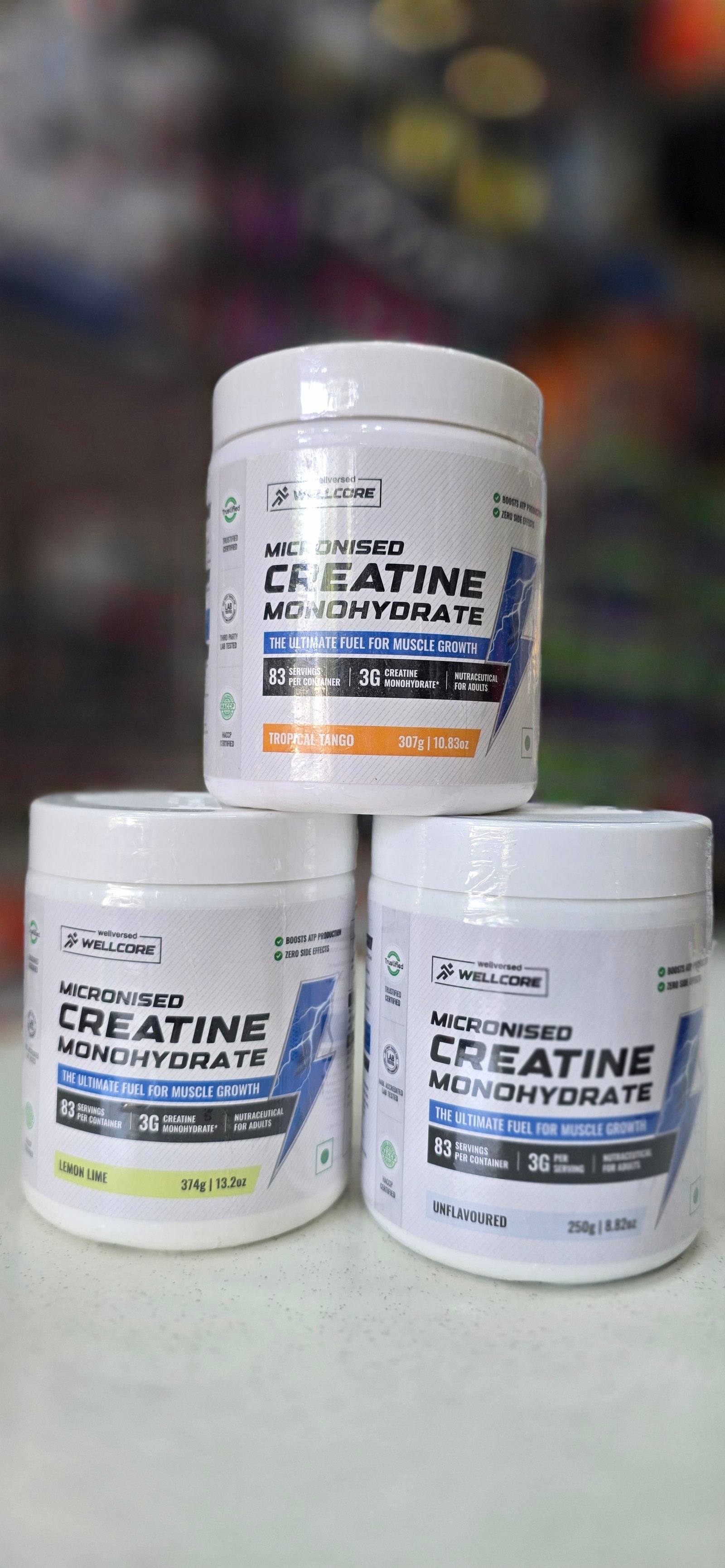 Wellcore Creatine Combo 3 Pc in 1 Pack 1 unflavored Creatine 2 Flavourd Creatine 83 Servings 