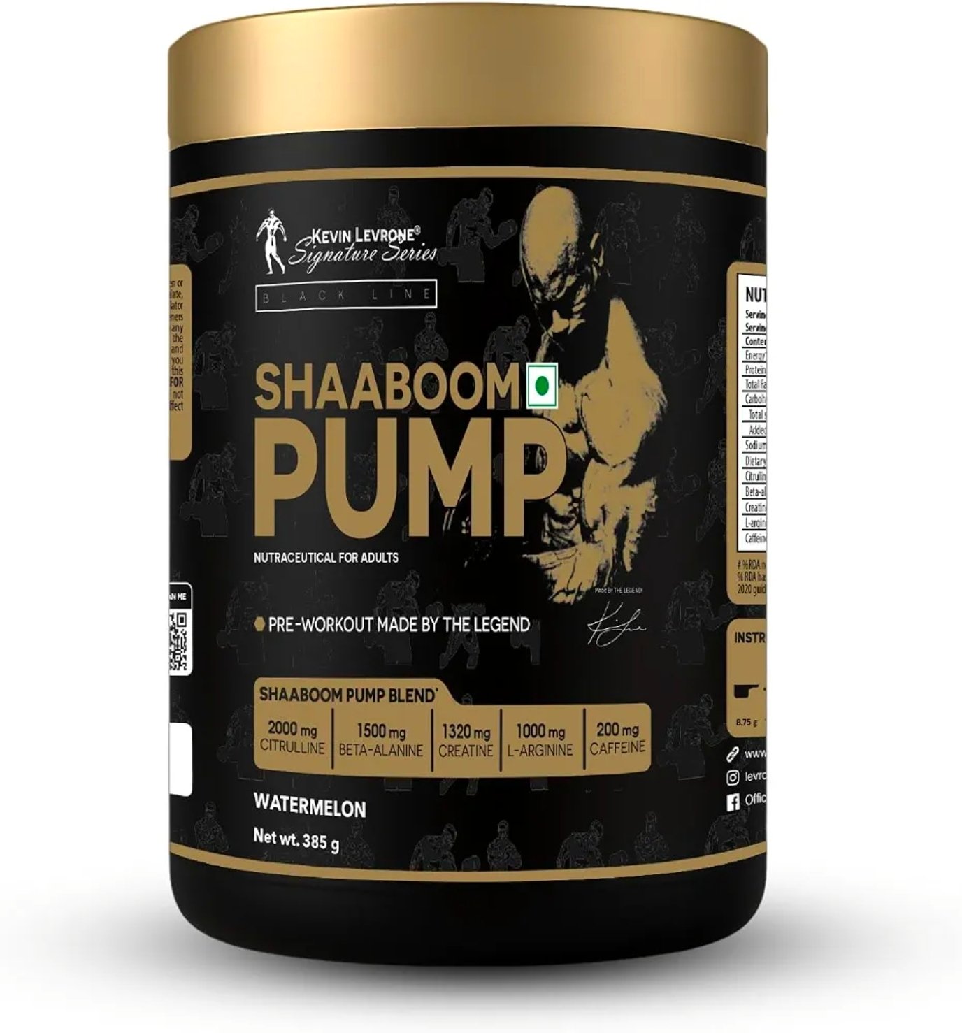 Kevin Levrone Shaaboom Pump Pre-Workout Supplement | 6000mg Citrulline, 3000mg Beta-Alanine, 400mg Caffeine | Intense Muscle Pump & Energy | Watermelon Flavour 385g